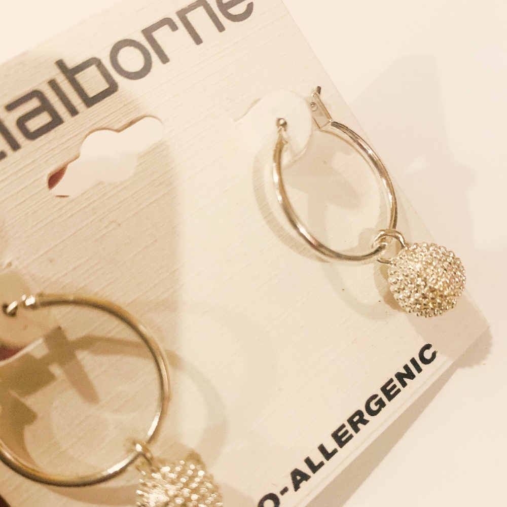 Liz Claiborne silver tone earrings NWT